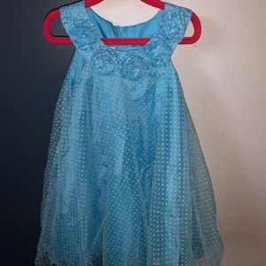 Blue and white kids polka dot dress size 4